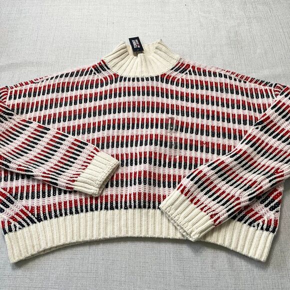Tommy Jeans Women's Multi Plaited Sweater Wool Blend White/Multi Size M NWT - Picture 8 of 12